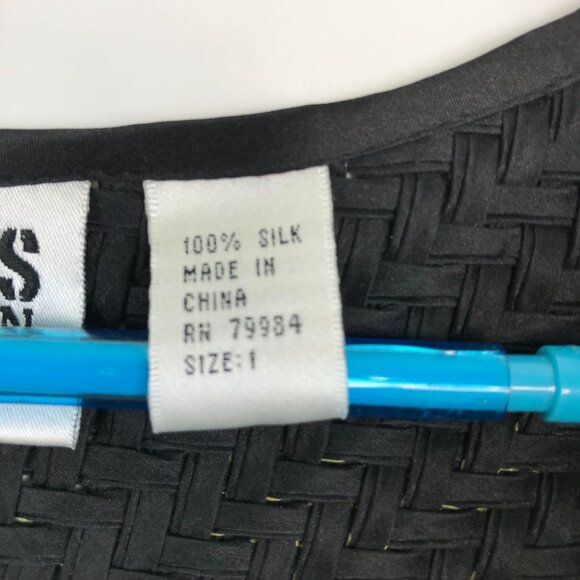 Chicos Design 1 M Silk Woven Jacket Open Front Black Rose Print Long Sleeve - Picture 4 of 7